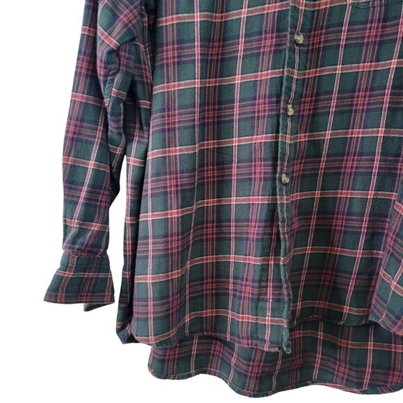 Woolrich Men's 100% Cotton Plaid Flannel Button Down Hunter Green Shirt Size L - Picture 6 of 12